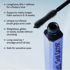 Kosas Soulgazer mascara demonstrates all-day smudge-proof wear