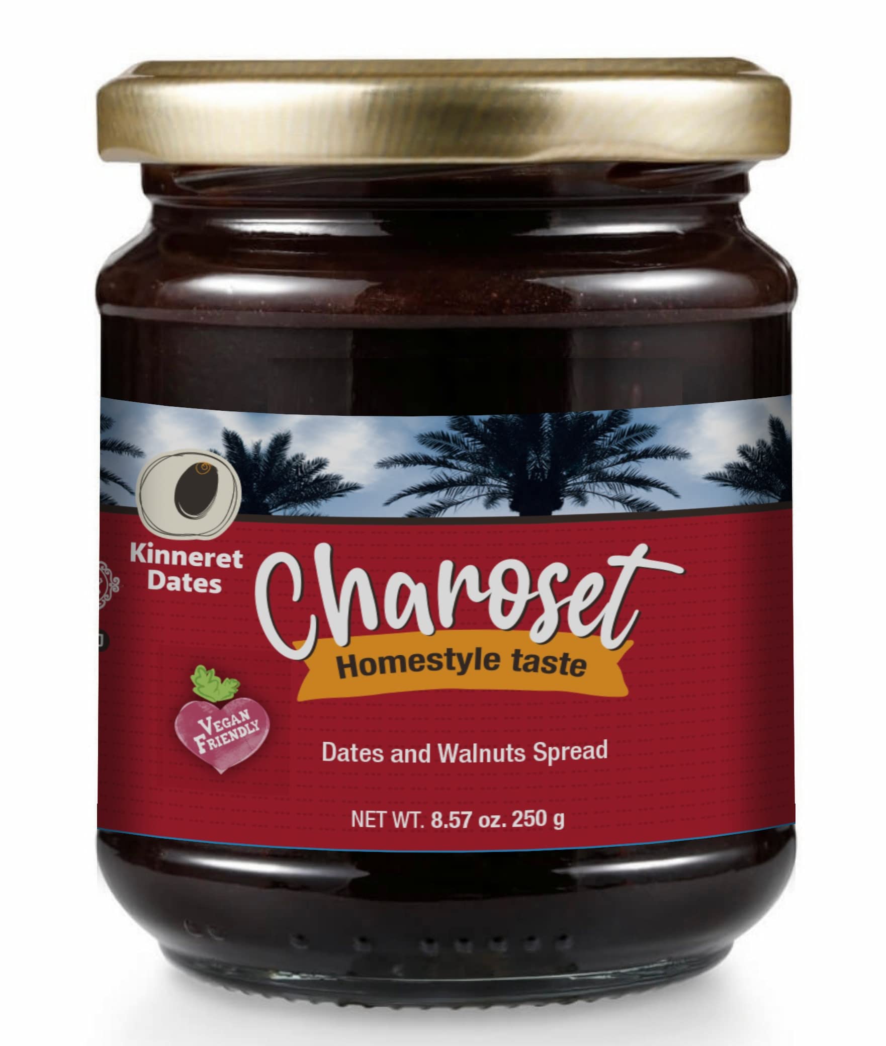 Kosherific Charoset Date & Walnut Spread jar, ready-to-serve for Passover gatherings.