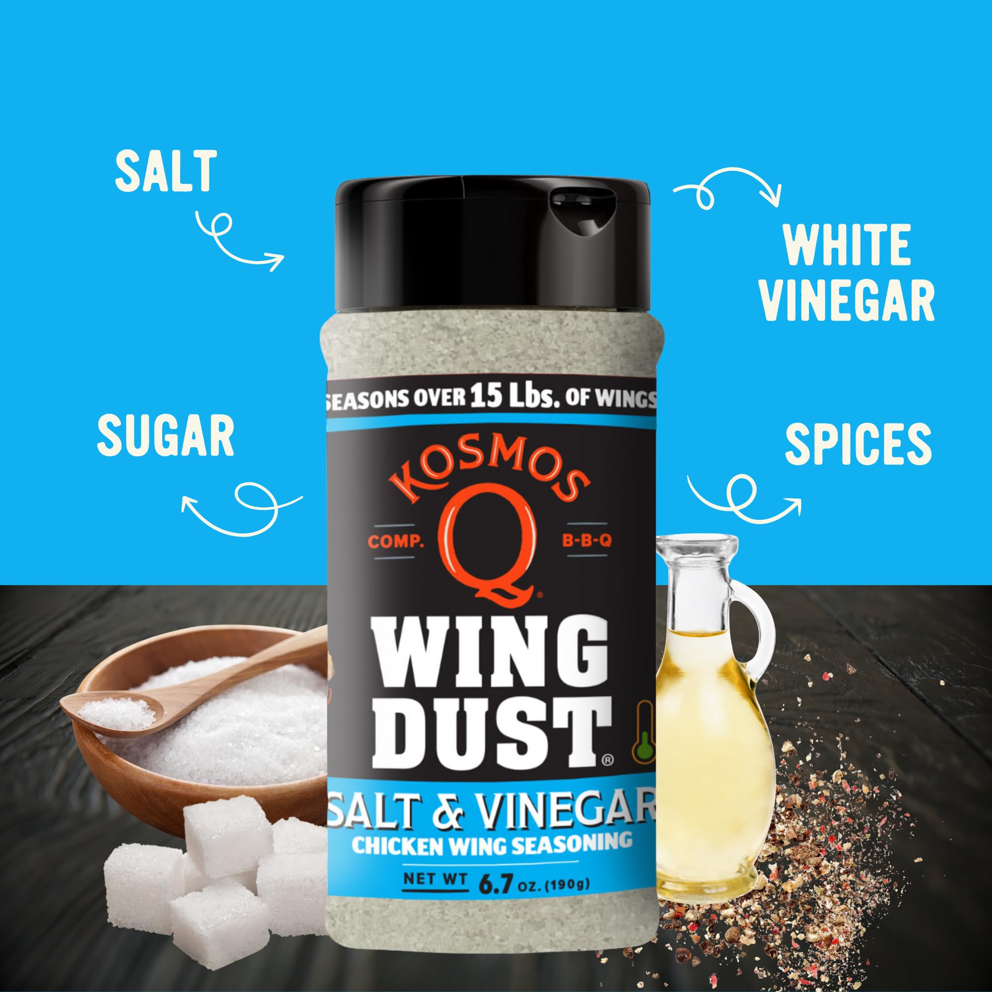 Kosmos Q Salt & Vinegar Wing Dust on fries adds extra zing