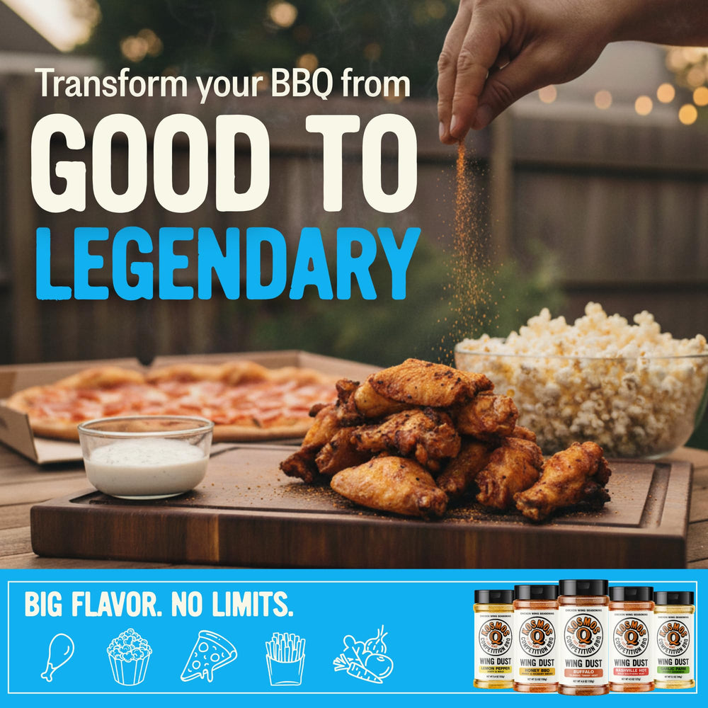 Kosmos Q Salt & Vinegar Wing Dust on plated wings for shared bites