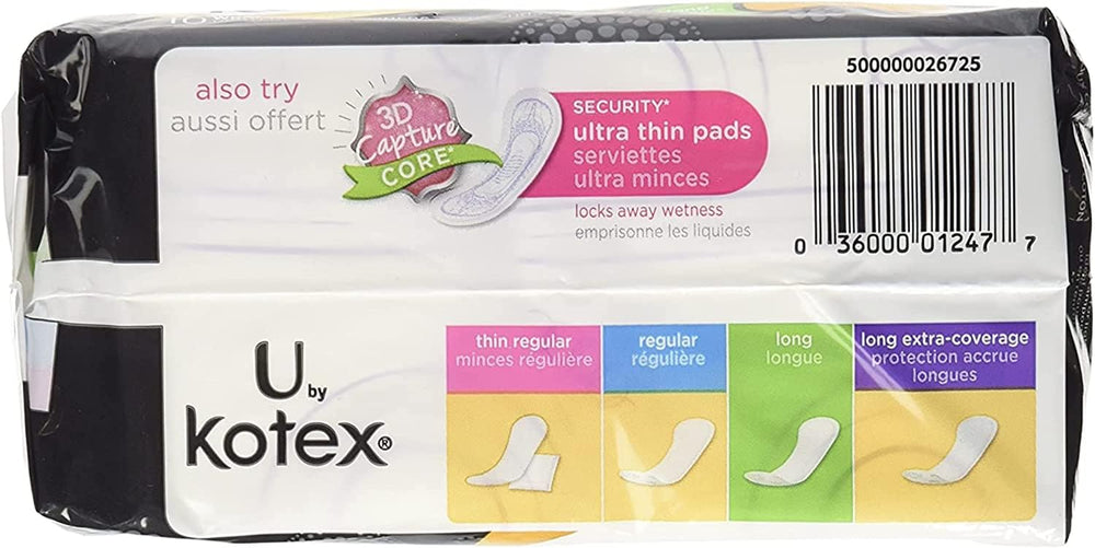 Kotex Natural Balance liner long individually wrapped for on-the-go use.