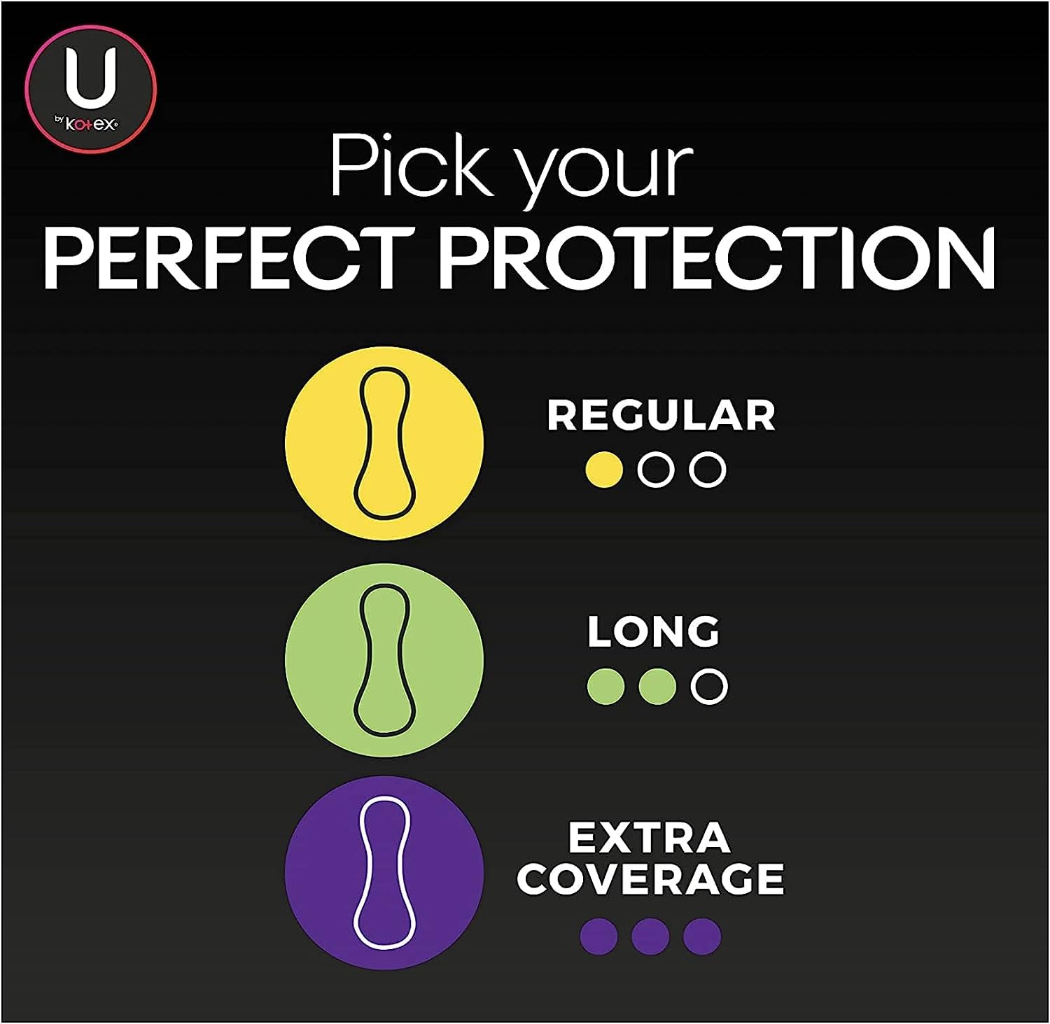 Kotex Natural Balance liner long compact packaging on shelf.