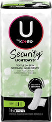 Kotex Natural Balance liner long packaging view shows value-packed six-pack.