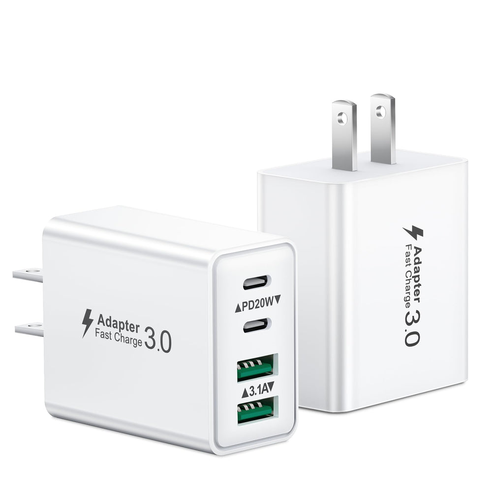 KOUEMGI 40W four-port USB-C charger block front view, compact and travel-ready.