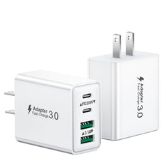 KOUEMGI 40W four-port USB-C charger block front view, compact and travel-ready.