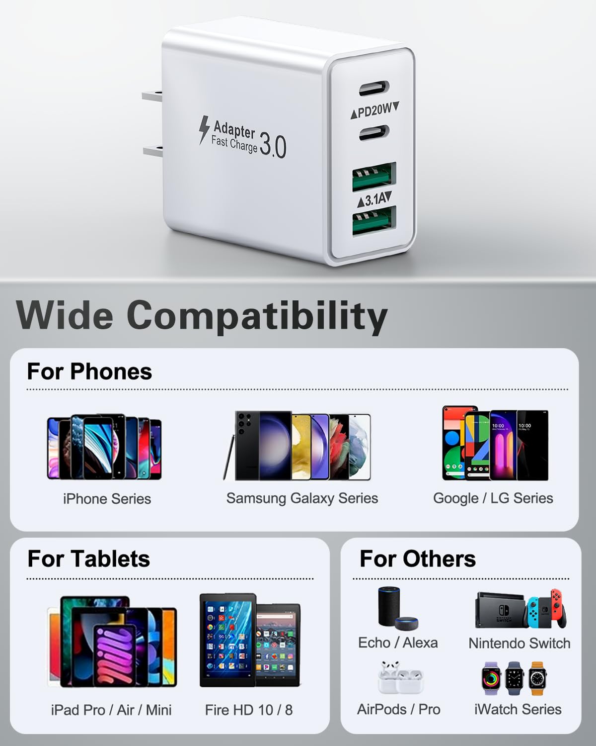 KOUEMGI 40W charger block in packaging, ready for gifting or storage.