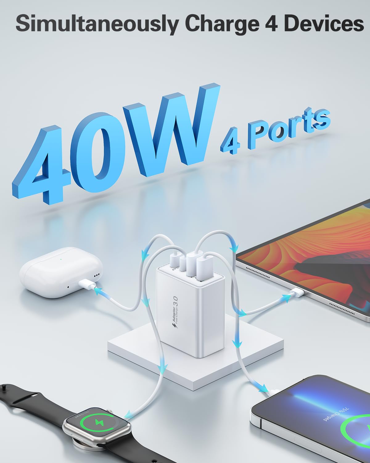 KOUEMGI 40W USB-C charger block side view showing slim profile.