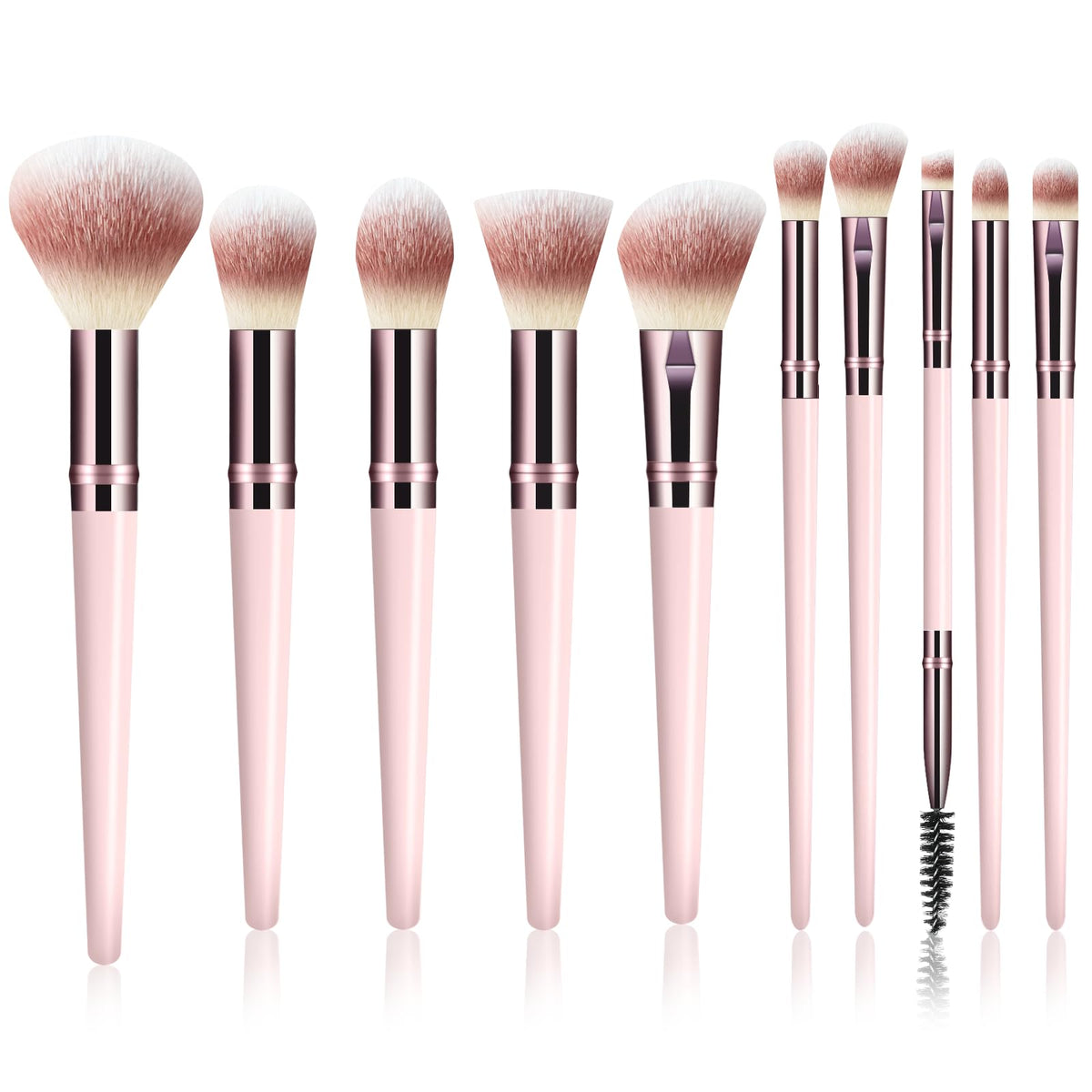 koulate pink makeup brush set 10pc for seamless full-face application