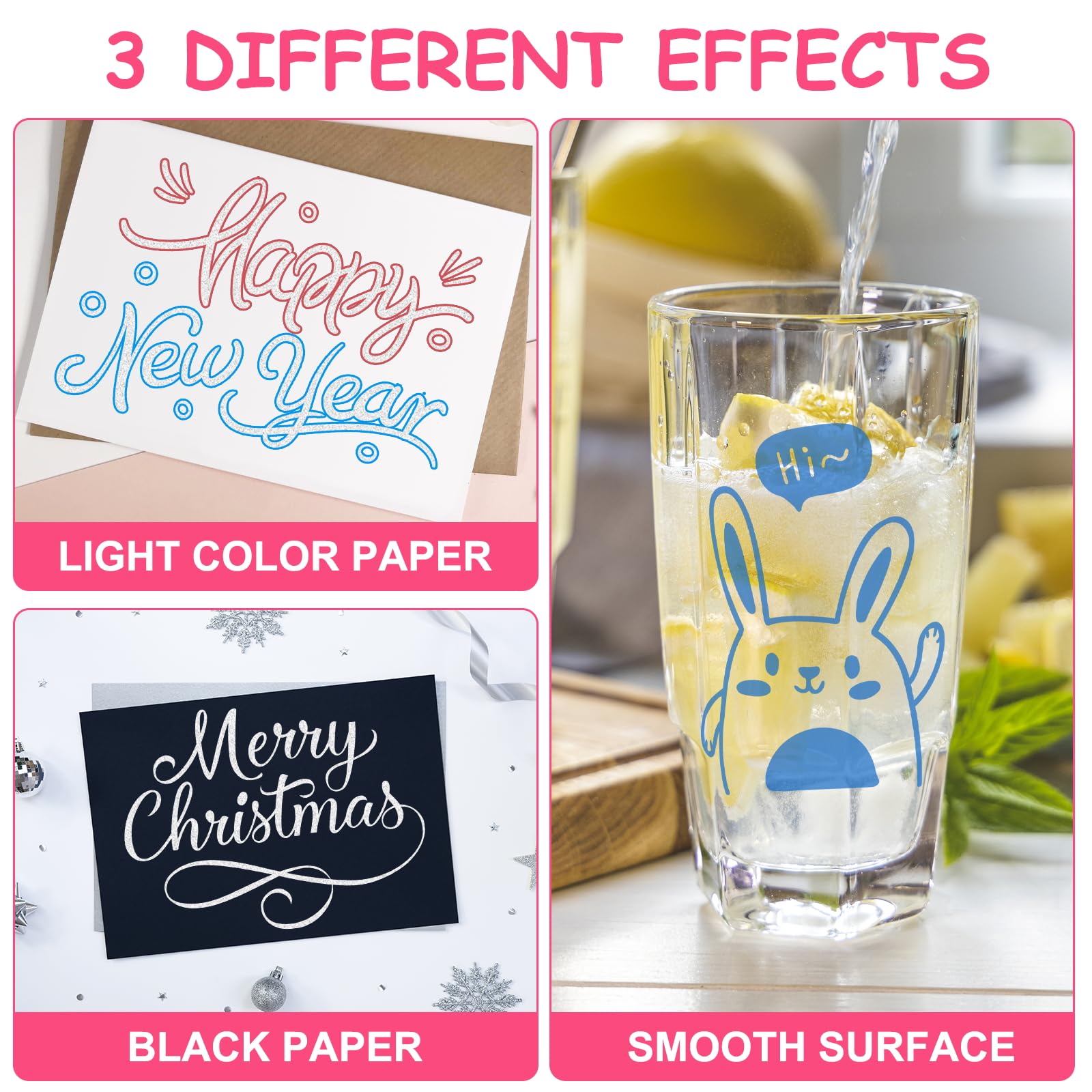 KOUSICOO glitter markers shine on dark paper with vibrant contrast for standout designs.