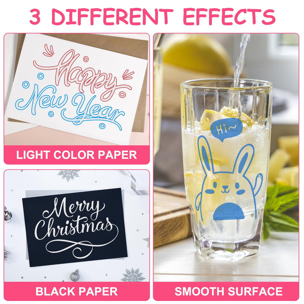 KOUSICOO glitter markers shine on dark paper with vibrant contrast for standout designs.