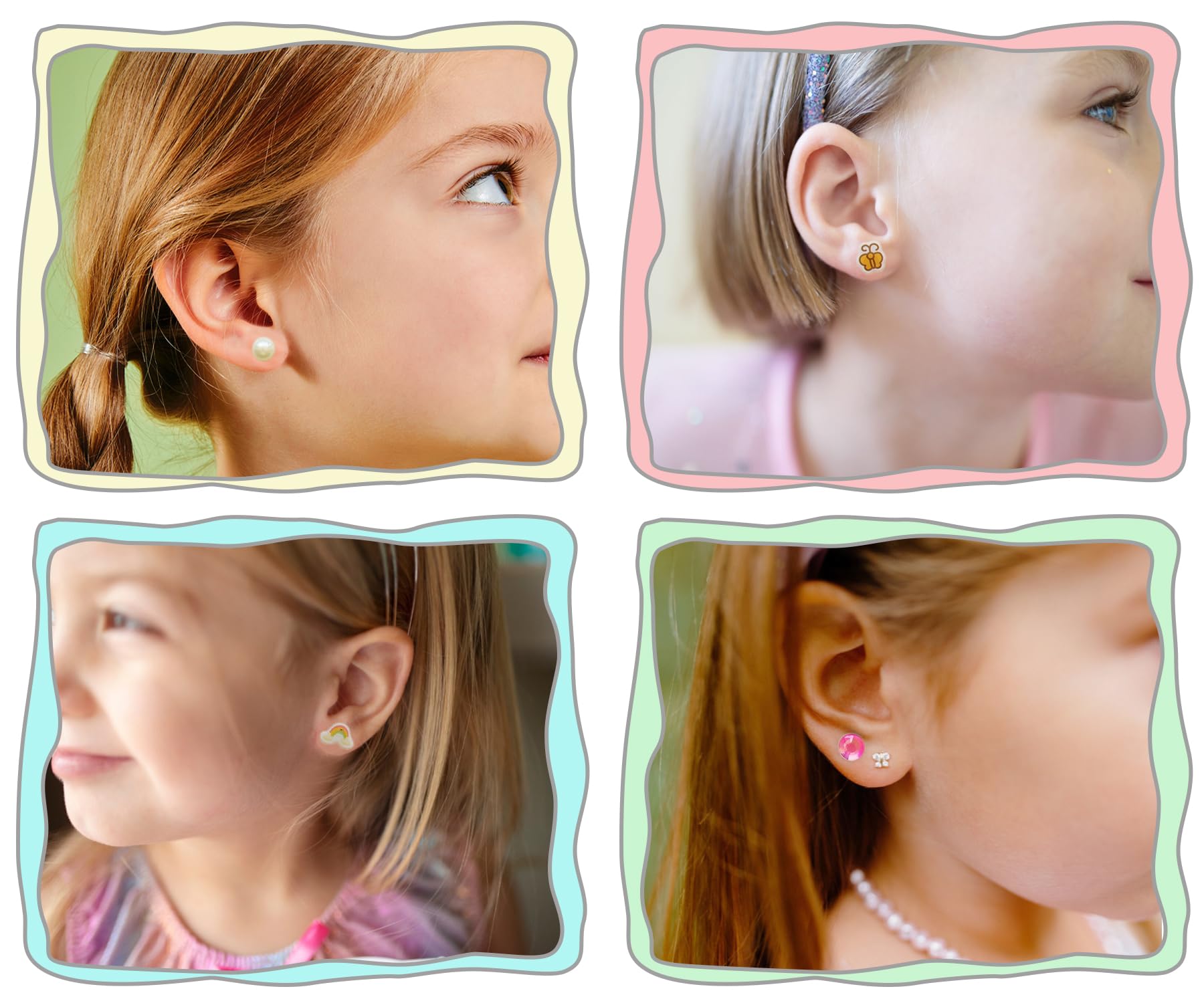 Koutey stick-on earrings easy to peel and apply for kids.