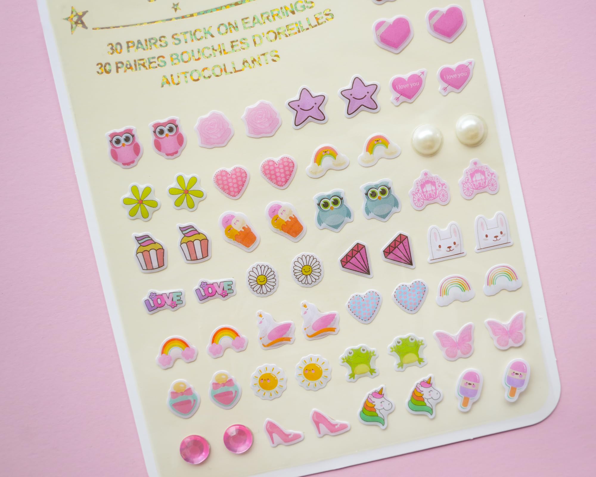 Koutey stick-on earrings heart unicorn design for everyday wear.