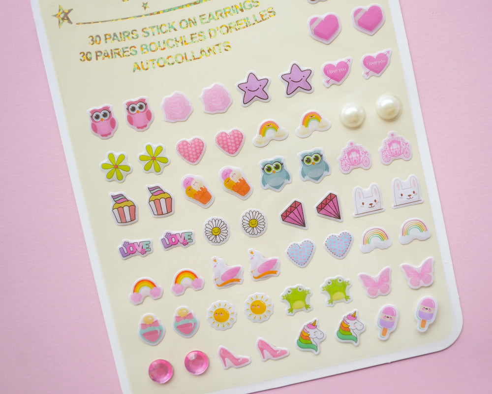 Koutey stick-on earrings heart unicorn design for everyday wear.