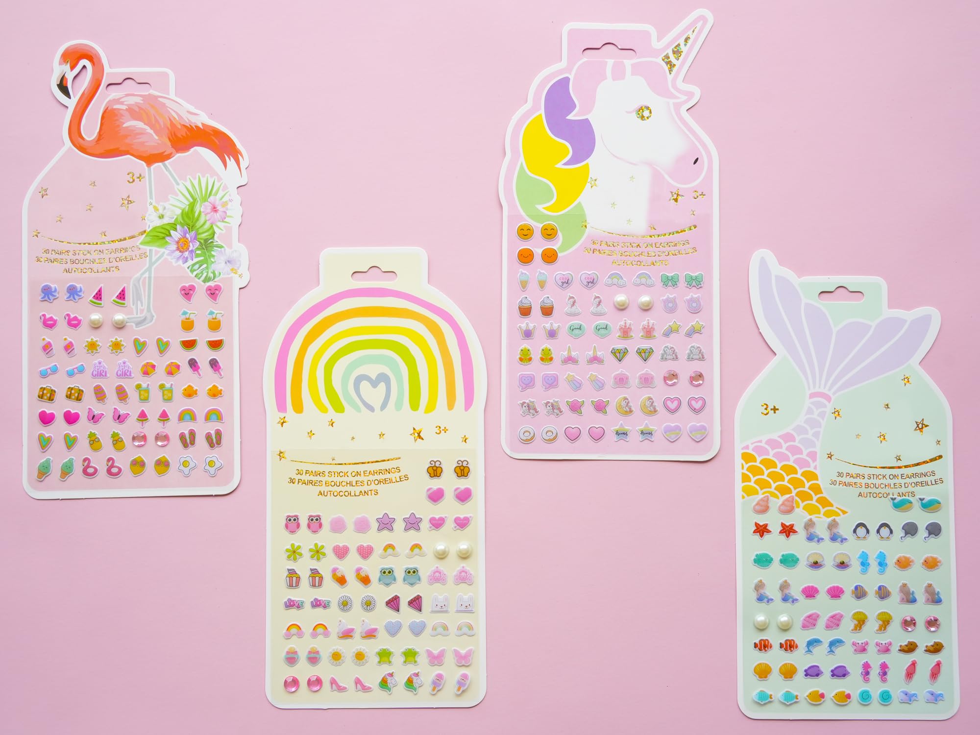 Koutey stick-on earrings rainbow for quick fashion fun and daily wear