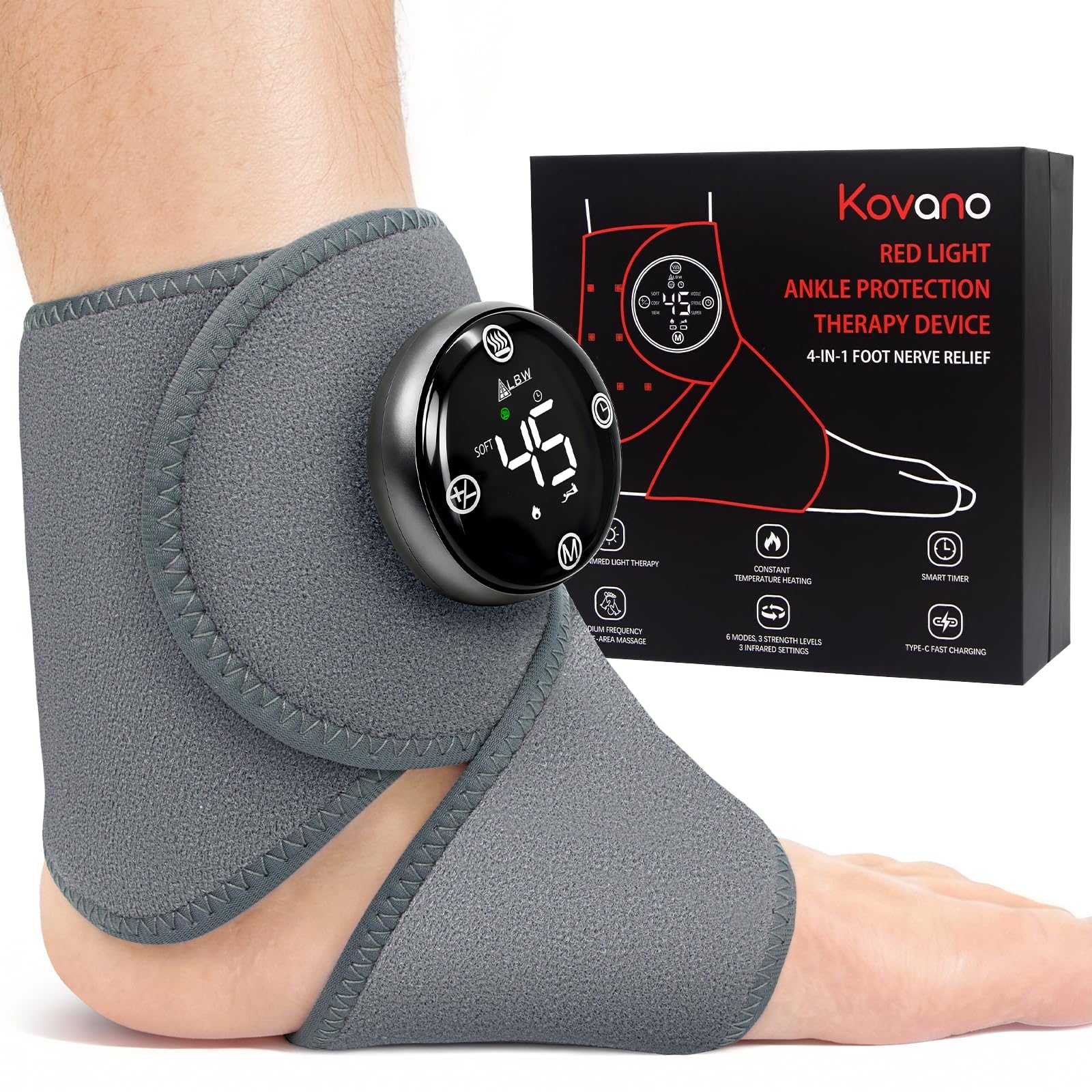 KOVANO Large Fit Pro Foot Massager wrap for wider ankles and arches, enhancing comfort.