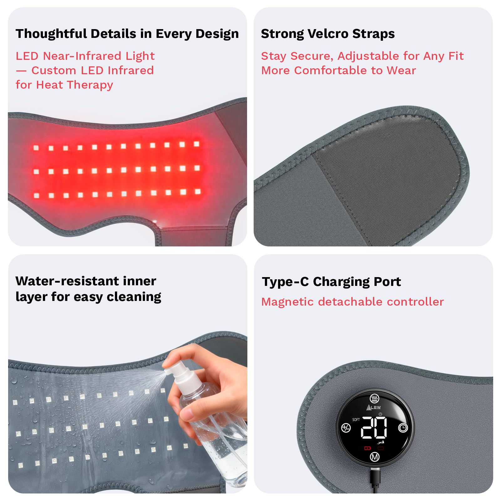 KOVANO Six massage modes with three intensities for customized comfort.