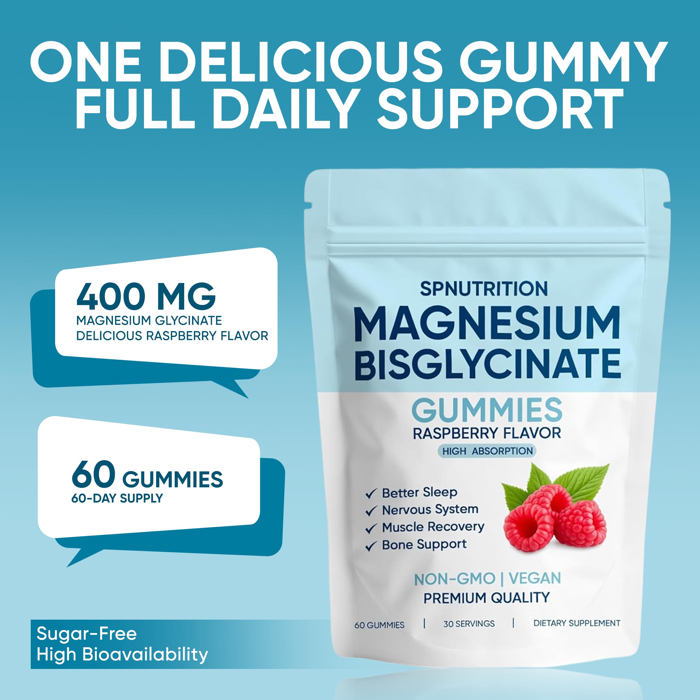 KOVGOCY Spnutrition gummies close-up texture gentle magnesium delivery