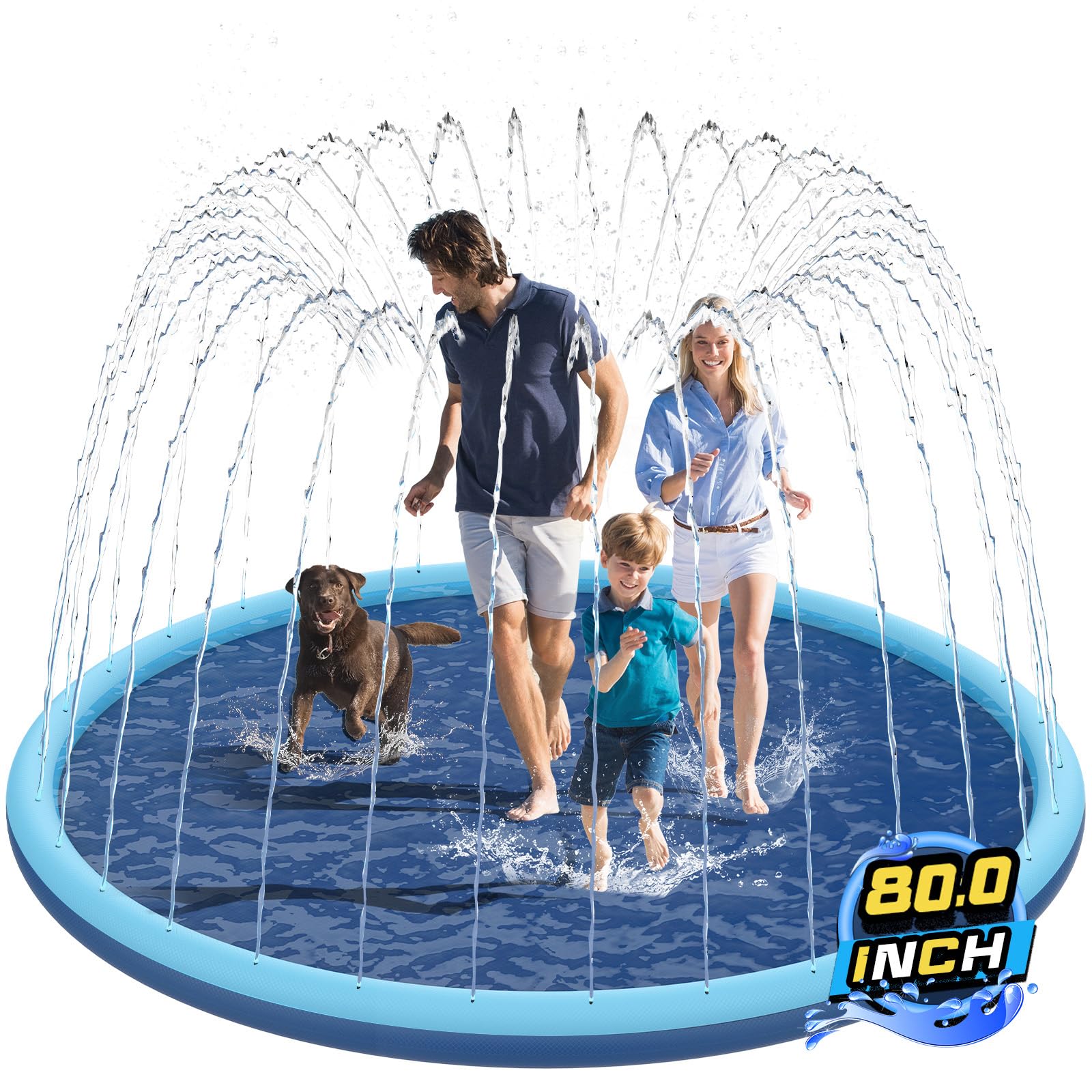 KOXOBET non-slip splash pad 80-inch with textured surface for safe play.
