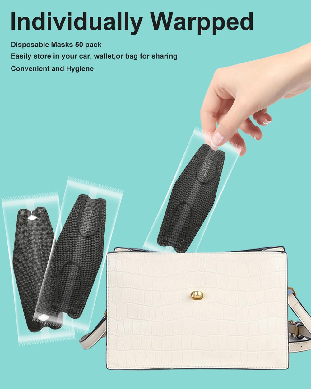 KOZUVEE KN95 mask individually wrapped for hygienic portability