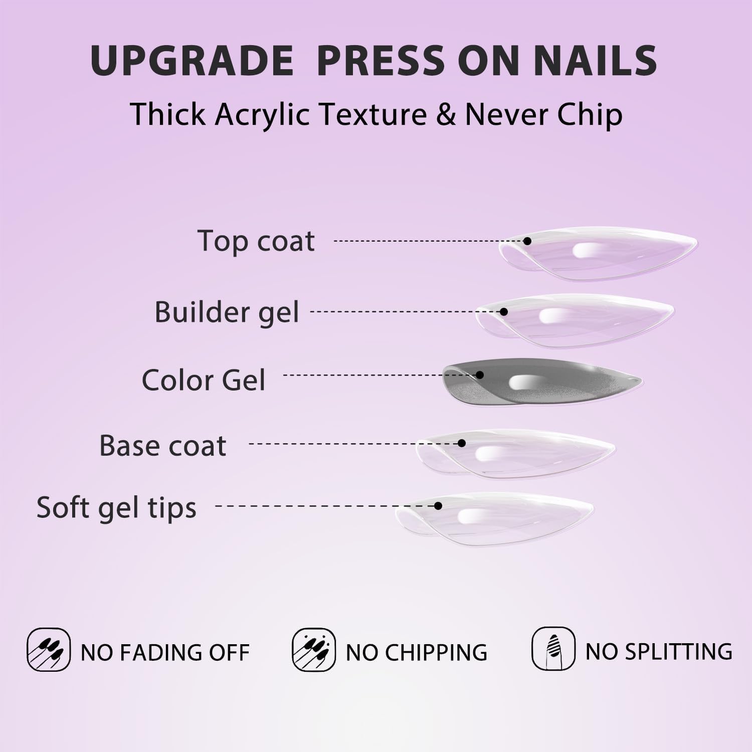 KQueenest dusty pink press-on nails close-up of almond tips with durable finish.