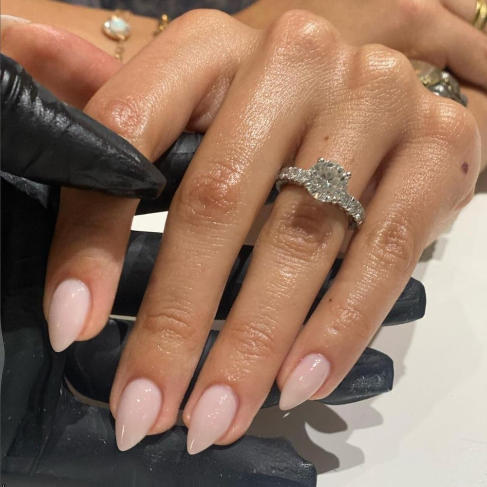 KQueenest dusty pink nails close-up showing natural finish and smooth edges.