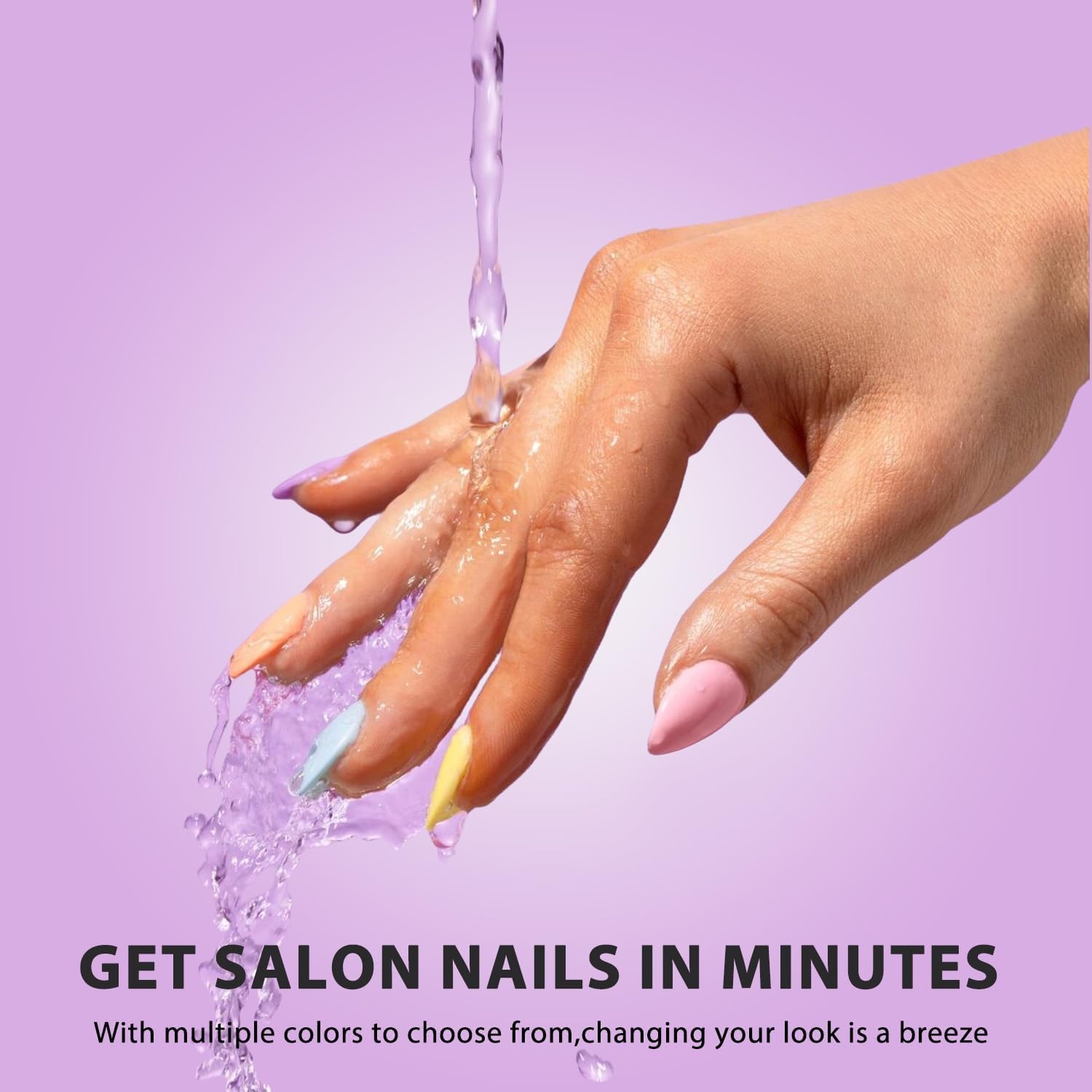 KQueenest dusty pink nails in packaging emphasizing compact storage and easy use.