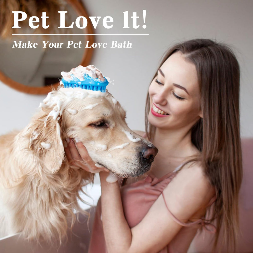 KQUQK dog bath brush set with adjustable handle for easy grip during bath time