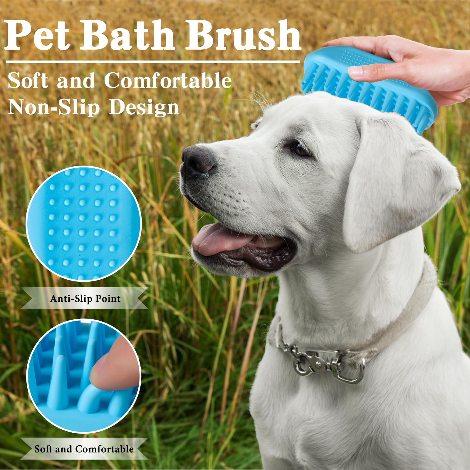 KQUQK dog bath brush set delivers massaging action to support circulation