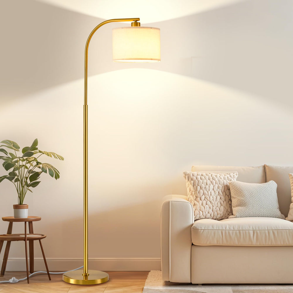 KQW tall floor lamp with fabric shade for cozy living room lighting