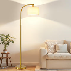 KQW tall floor lamp with fabric shade for cozy living room lighting