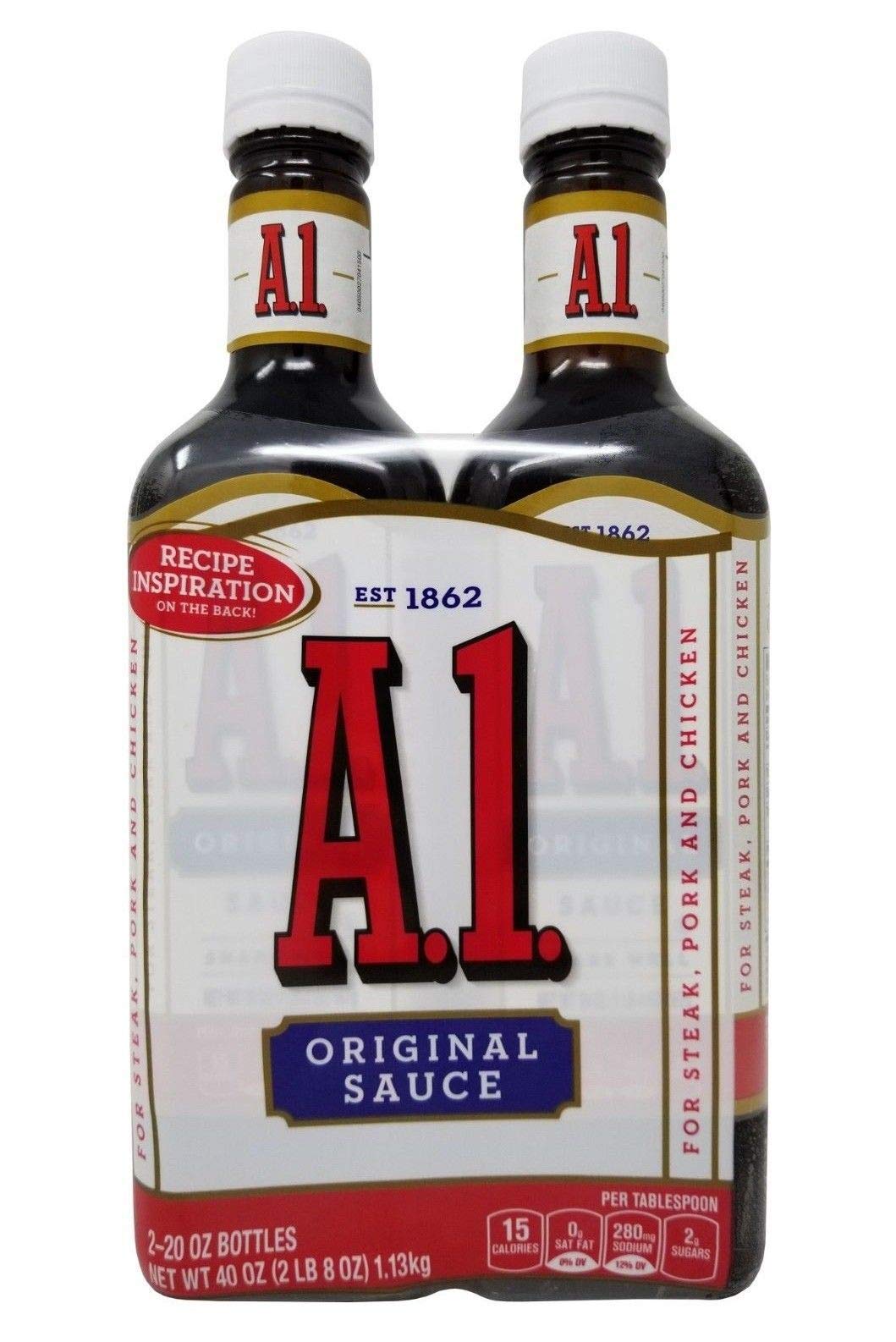 Kraft A1 Original Sauce bottle pouring for richer flavor.