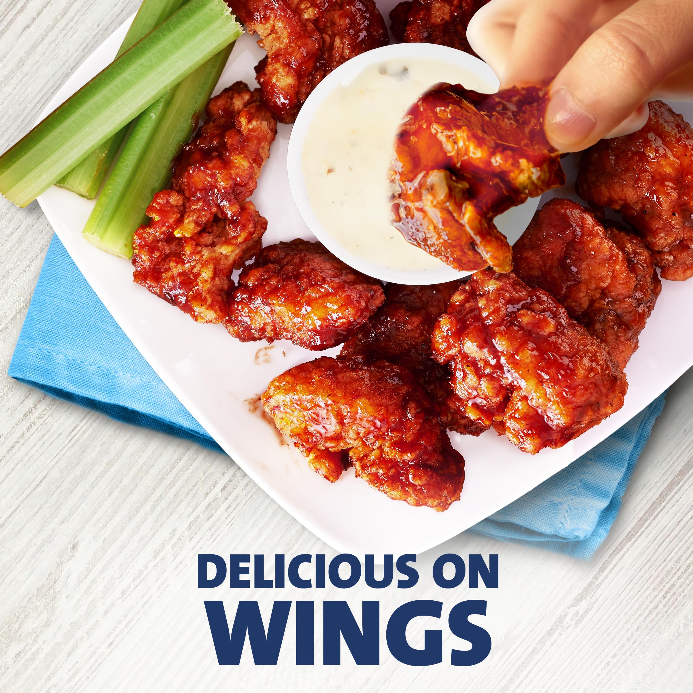 Kraft Classic Ranch Lite on buffalo chicken dish for dipping and topping.