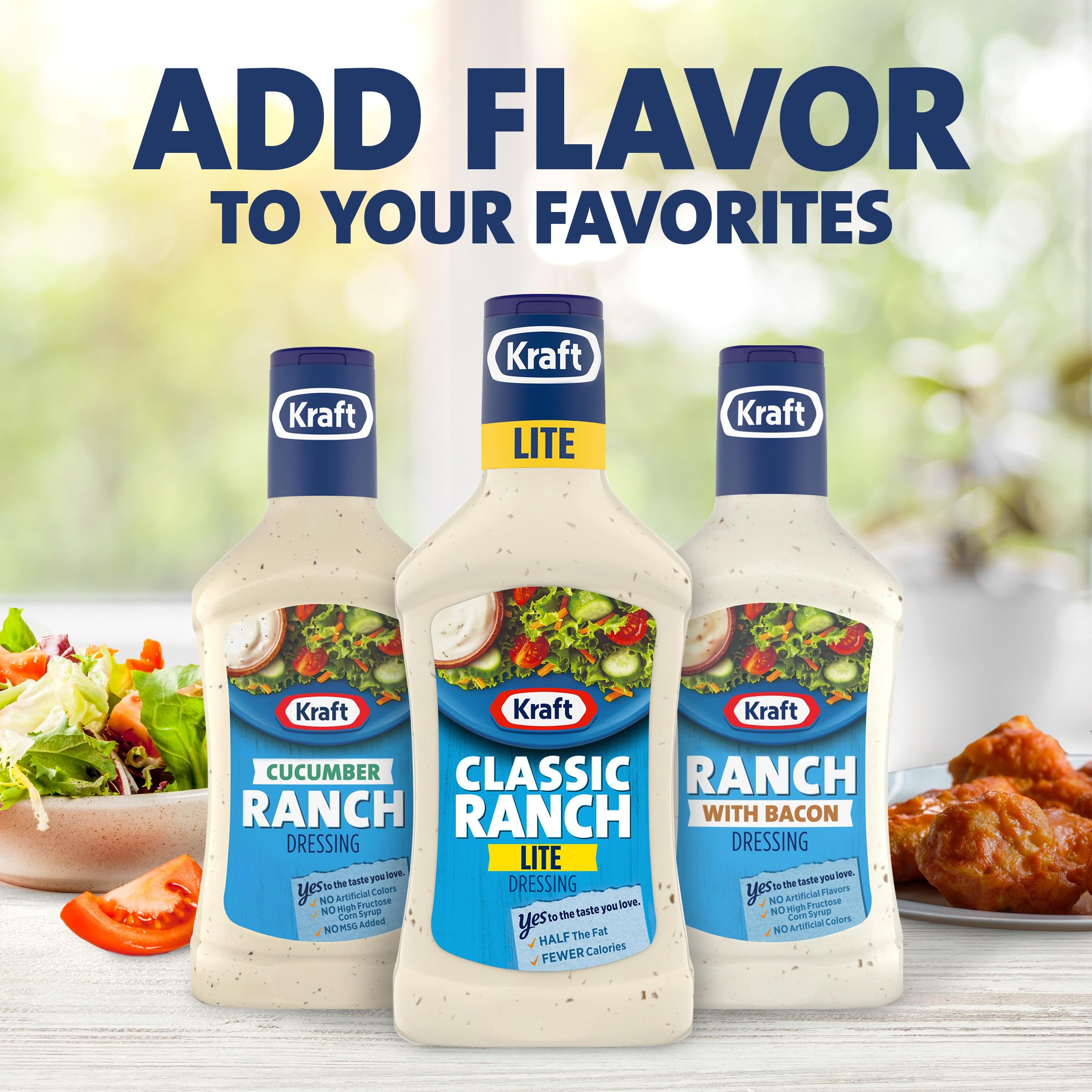 Kraft Classic Ranch Lite dressed salad plate showcasing versatile usage.