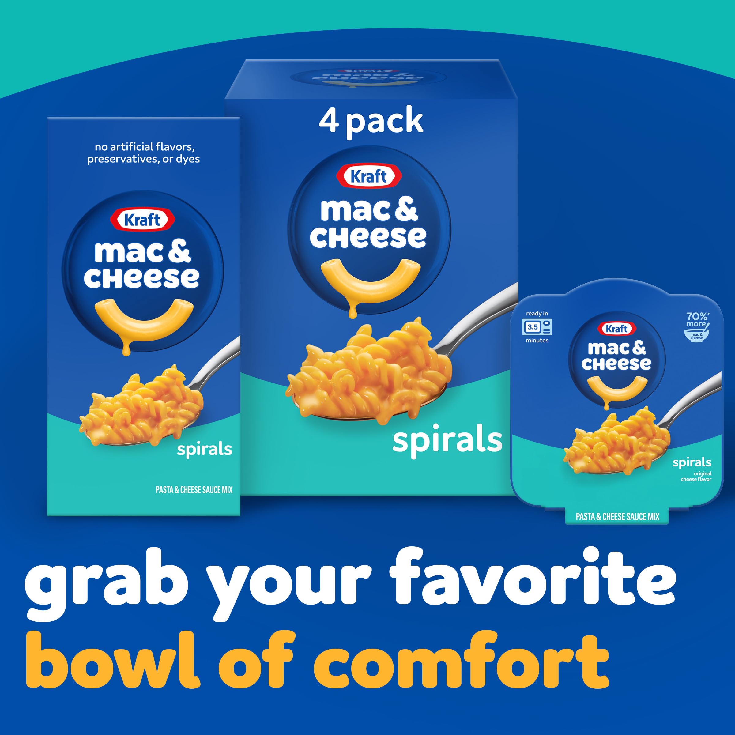 Kraft Spirals Mac & Cheese plated with protein for a balanced meal.