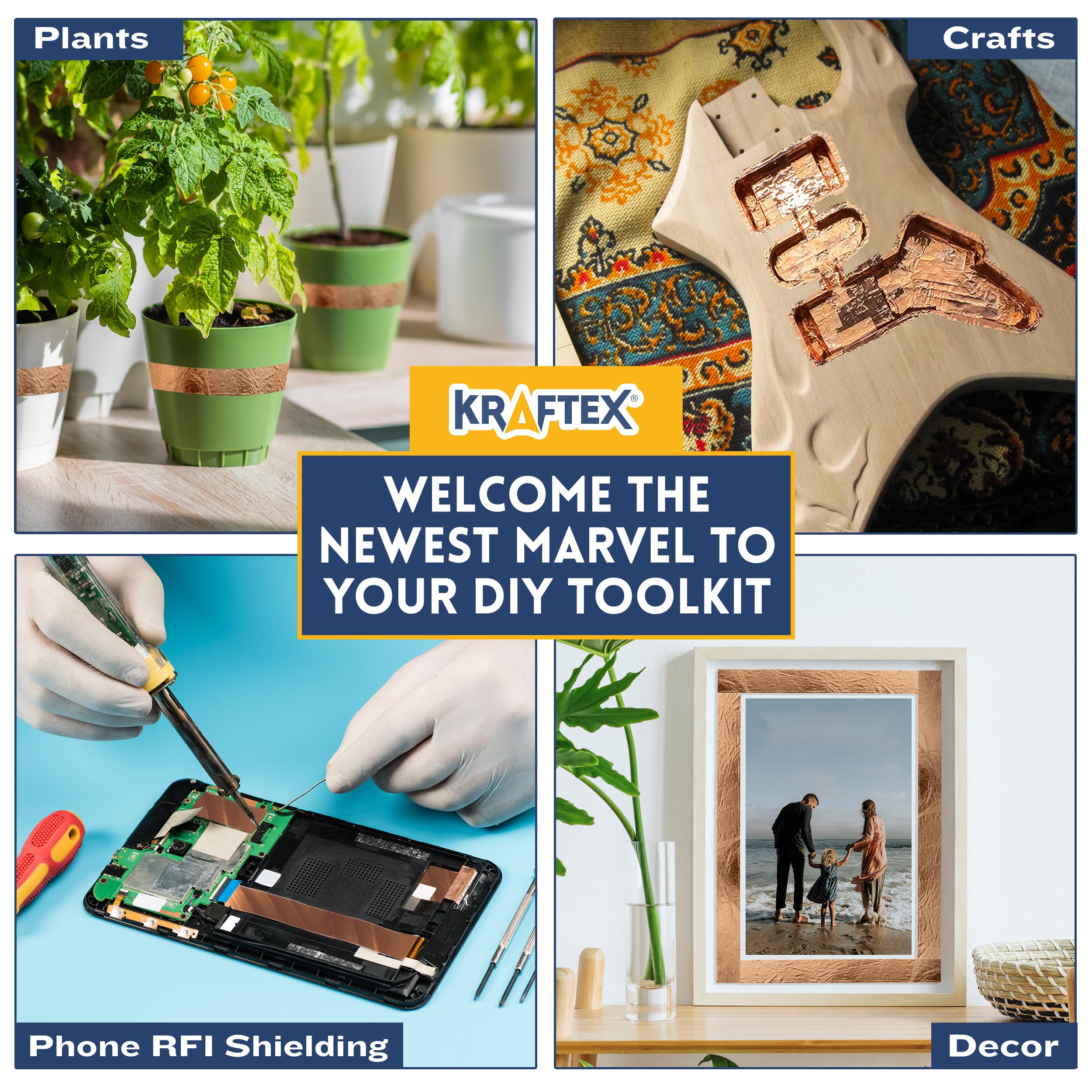 Kraftex copper tape slug barrier for garden pots and planters.