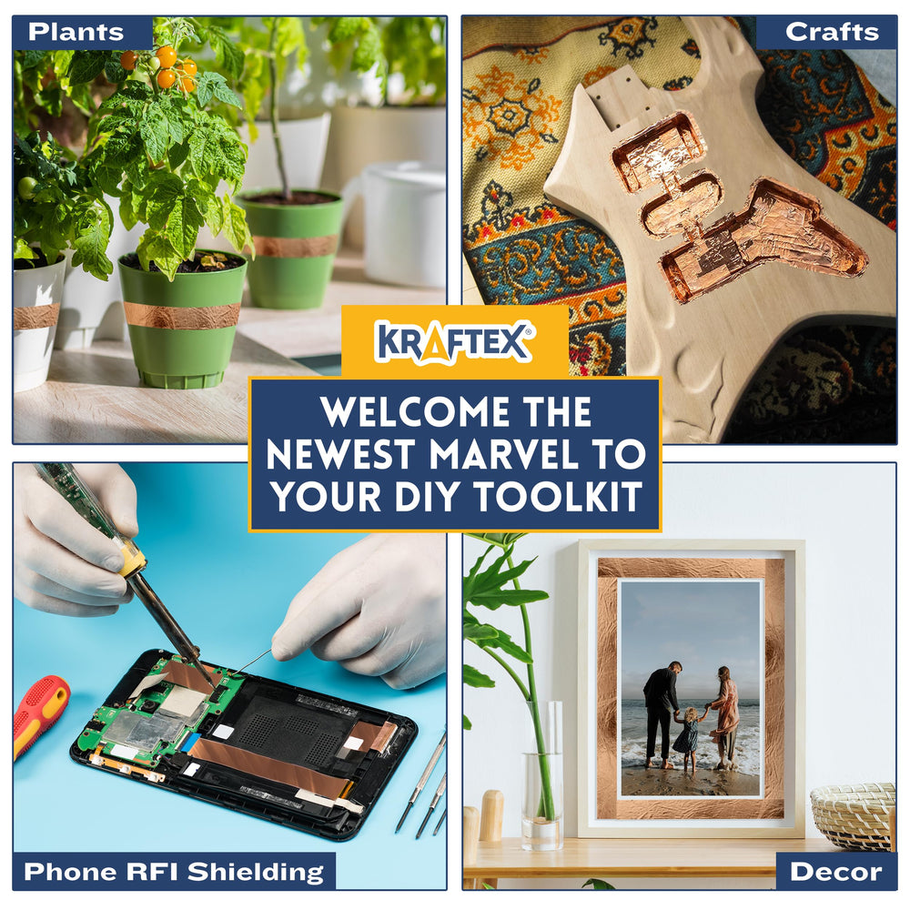 Kraftex copper tape slug barrier for garden pots and planters.