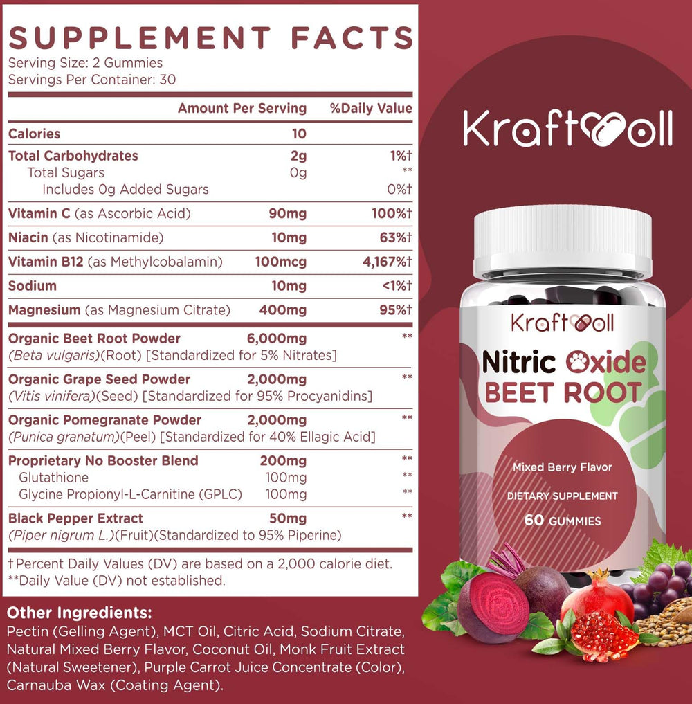 Kraftvoll Beet Root Gummies close-up highlights mixed berry flavor for a tasty daily routine