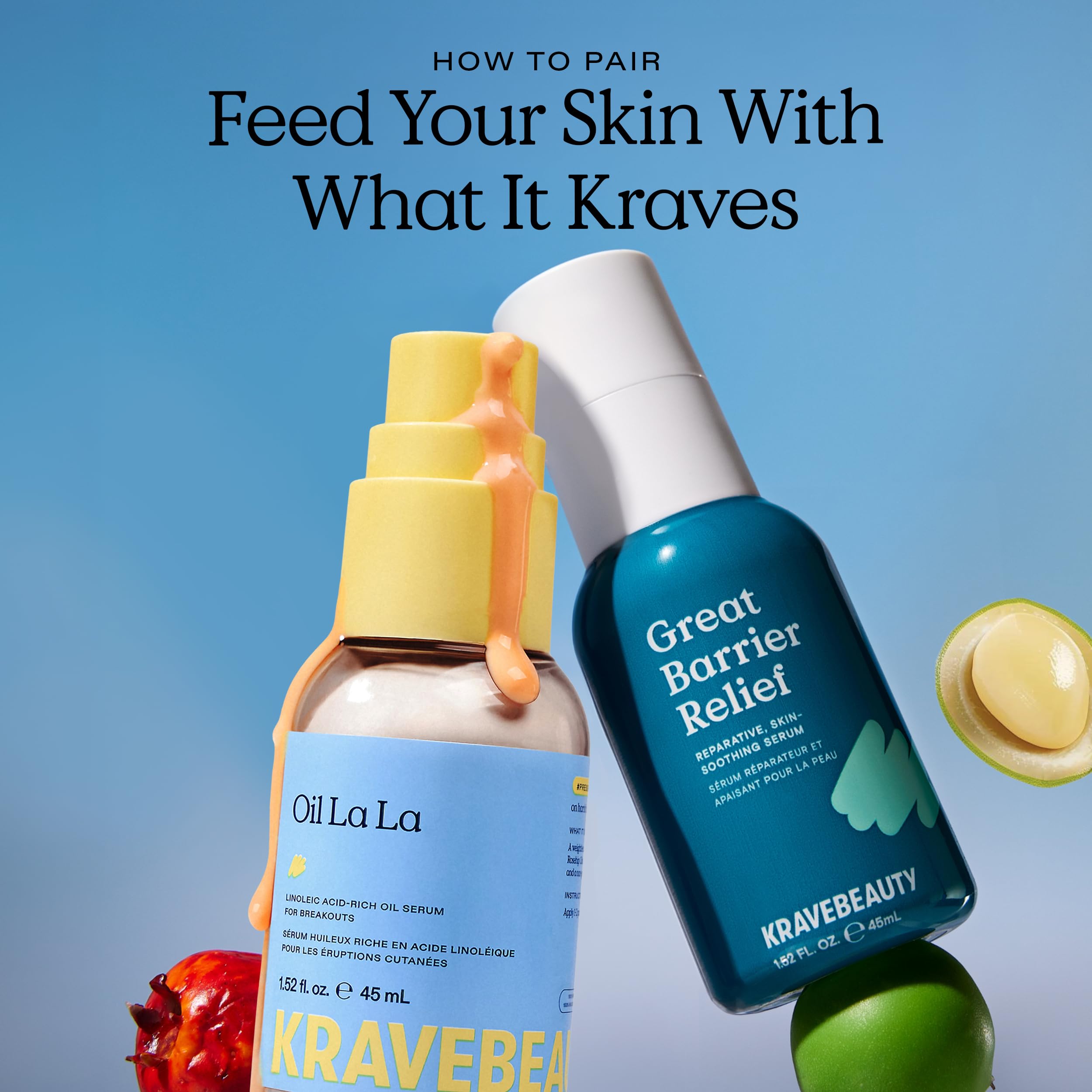 KraveBeauty Great Barrier Relief Serum skin closeup showing improved texture