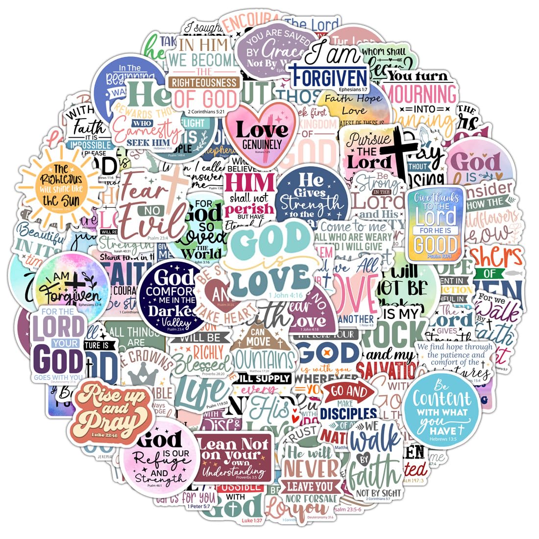 Krazy4K scripture stickers collection for Bible study inspiration.
