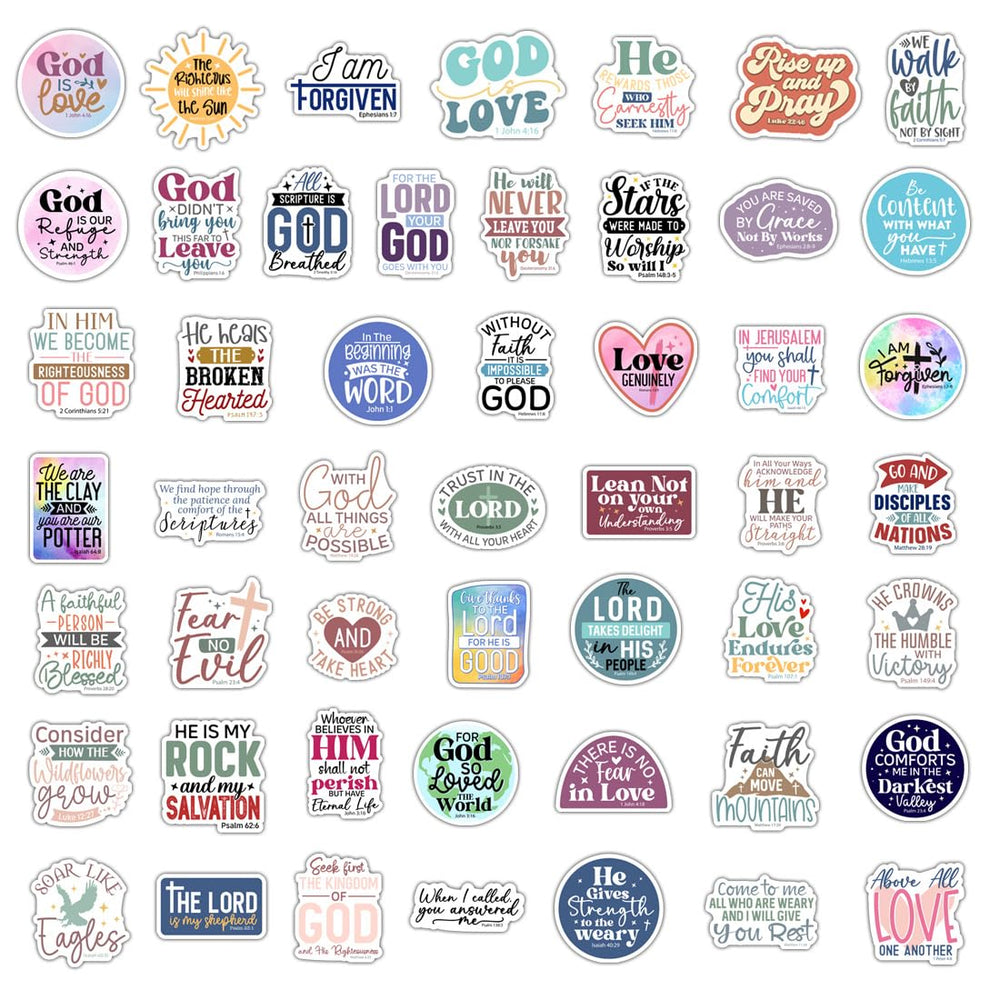 Krazy4K scripture stickers on a laptop showcase durable vinyl for everyday use.