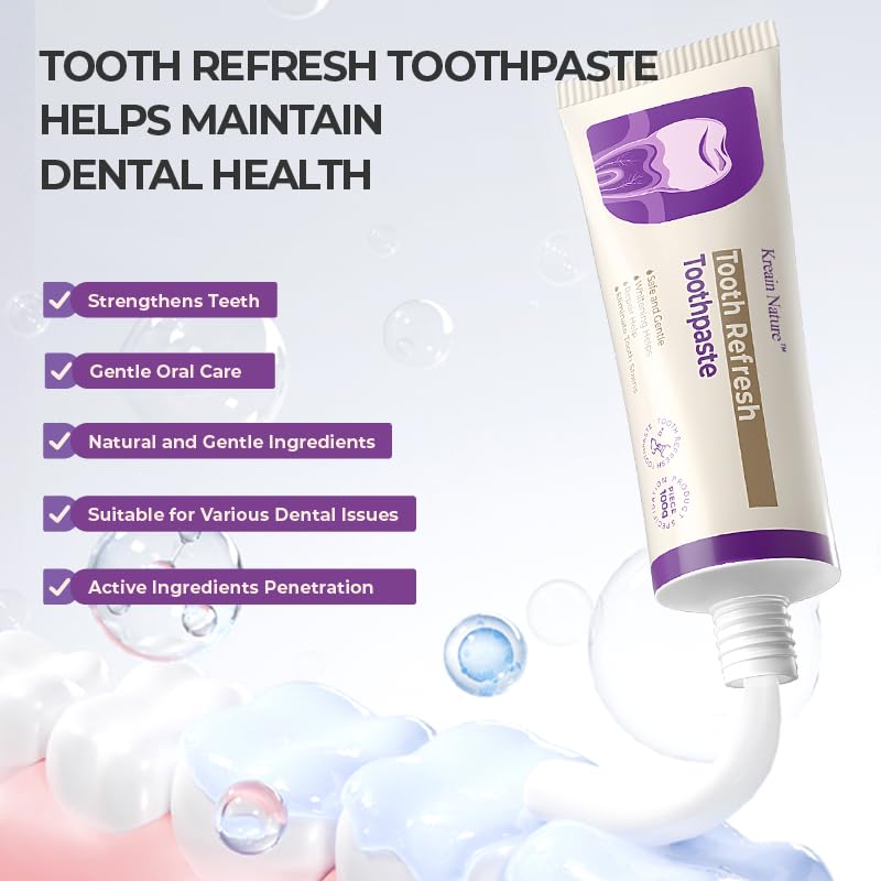 Kreain Nature Tooth Refresh paste texture close-up with clean enamel feel.
