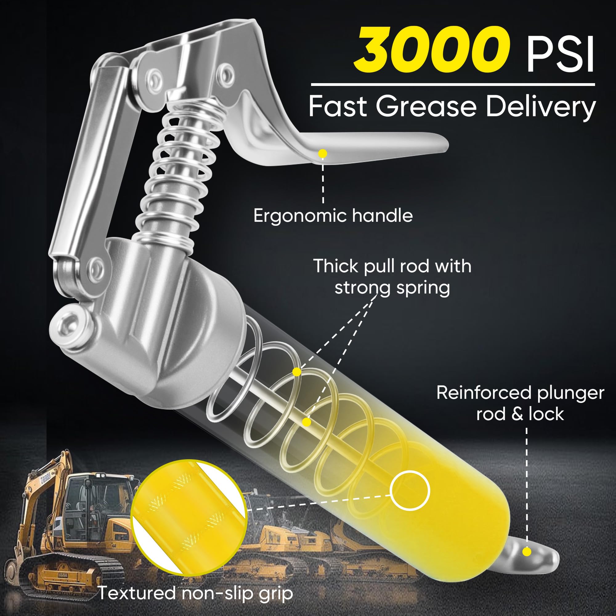 KRETLAW grease gun with two 3oz cartridges for quick lubrication tasks