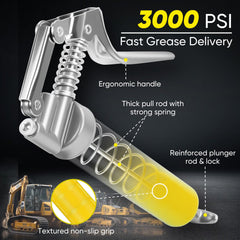 KRETLAW grease gun with two 3oz cartridges for quick lubrication tasks