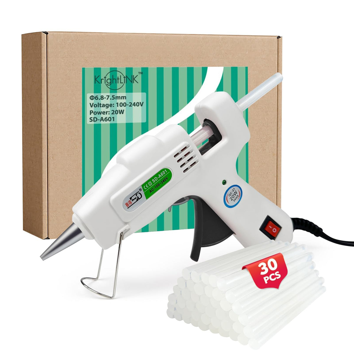 Krightlink hot glue gun kit front view showing compact design for quick bonding