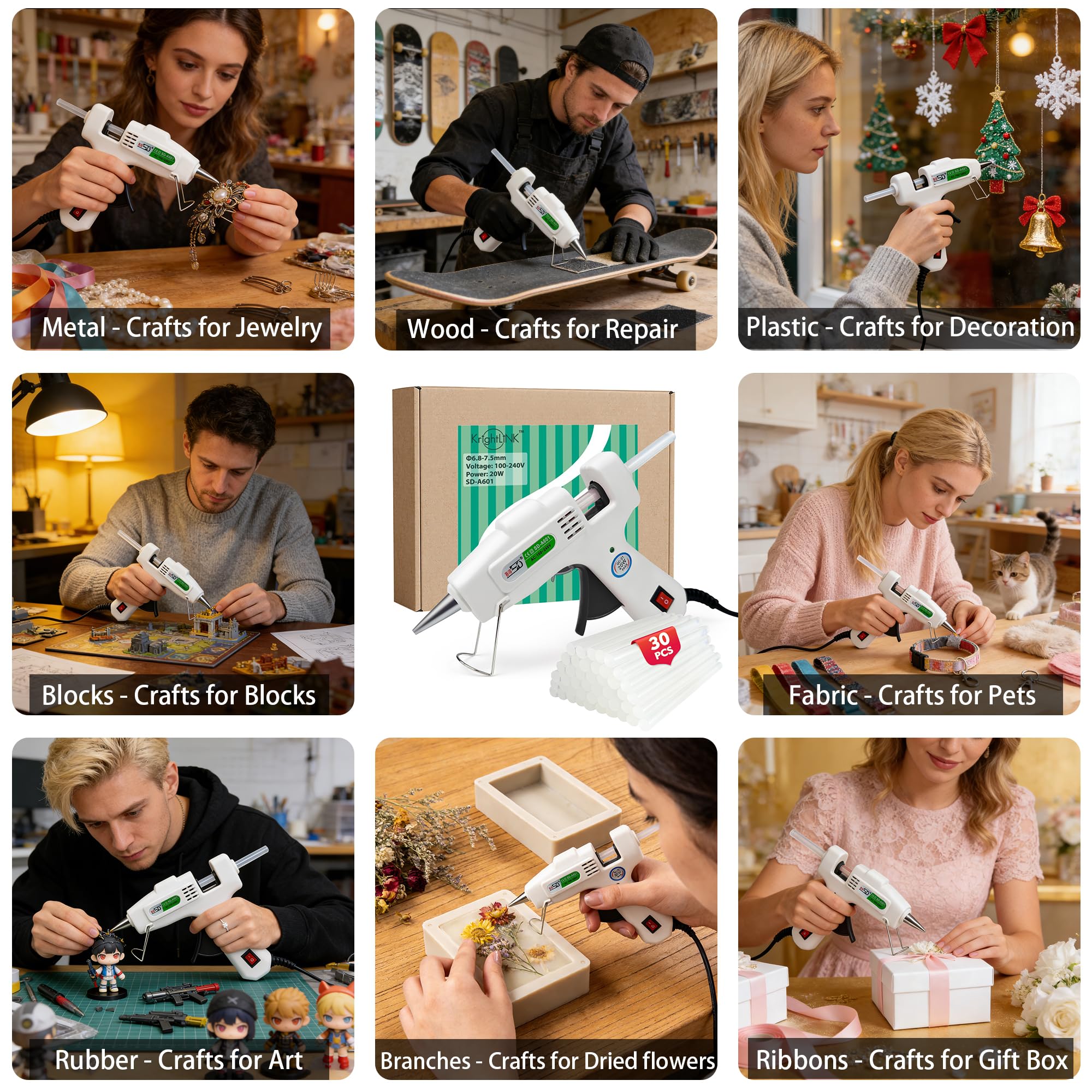 Krightlink hot glue gun kit in-use craft project demonstrating versatile bonding