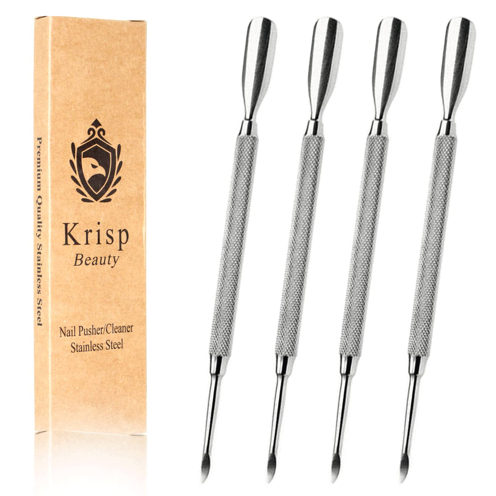 Krisp Beauty dual-ended spoon-shaped cuticle pushers for precise at-home care.