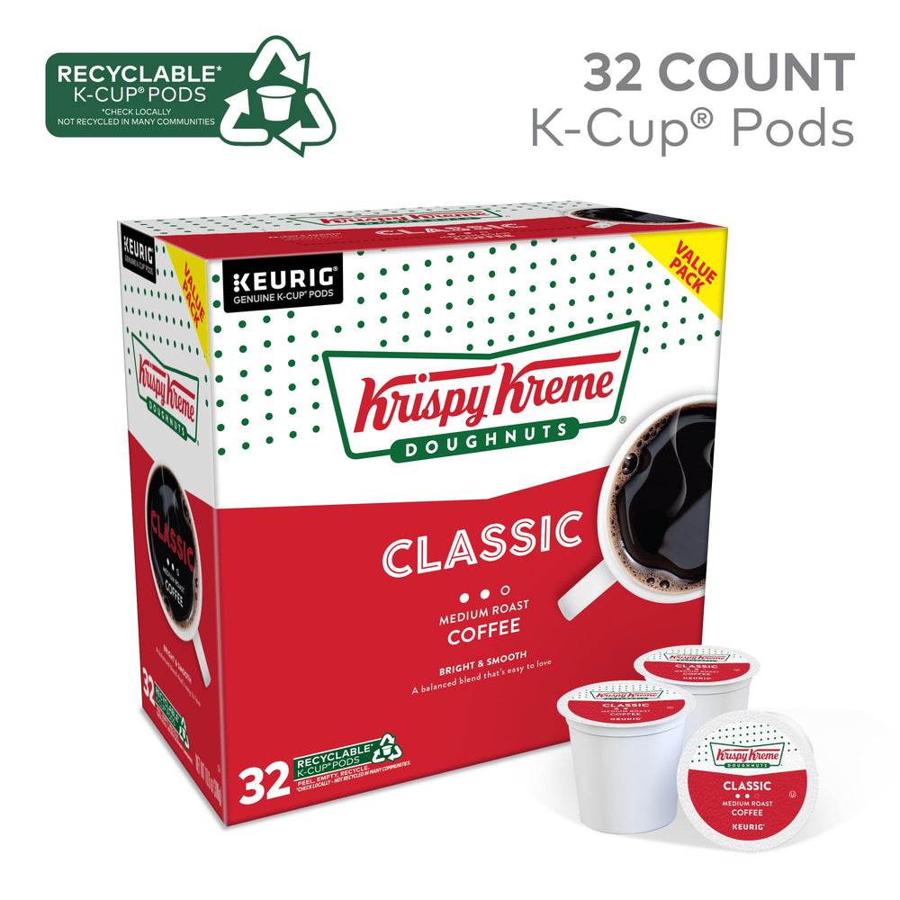 Krispy Kreme Classic medium roast pods packaging on display