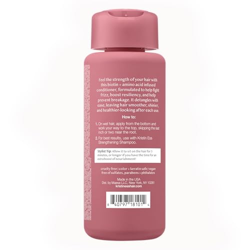 Kristin Ess Biotin Deep Conditioner label close-up showing vegan formula
