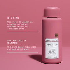 Hair texture after applying Kristin Ess Biotin Shampoo showing softness and shine