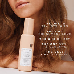 Close-up of Kristin Ess bottle with 12-in-1 label.